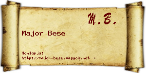 Major Bese névjegykártya